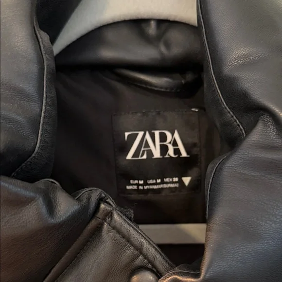 Zara Women's Leather Puffer Coat - Picture 2 of 2